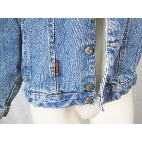 VTG 80s Harley-Davidson Motorcycles Women M 12-14 Eagle Embroidered Denim Jacket - Picture 8 of 10